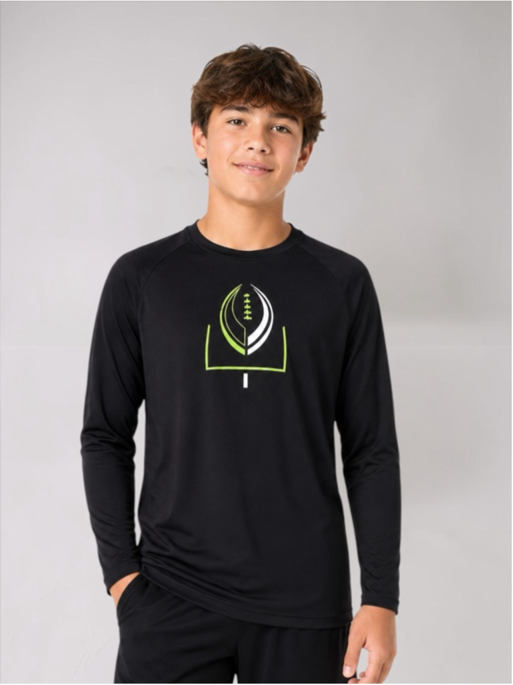 Champion Boys’ Football Graphic Long Sleeve Performance Shirt – Size L (12-14)